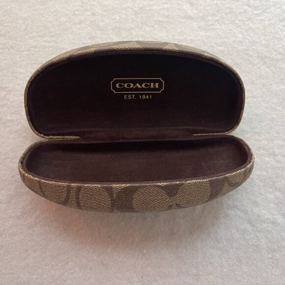 Coach Eyeglass Case Signature C Monogram Brown Sunglasses Clamshell - Picture 1 of 15